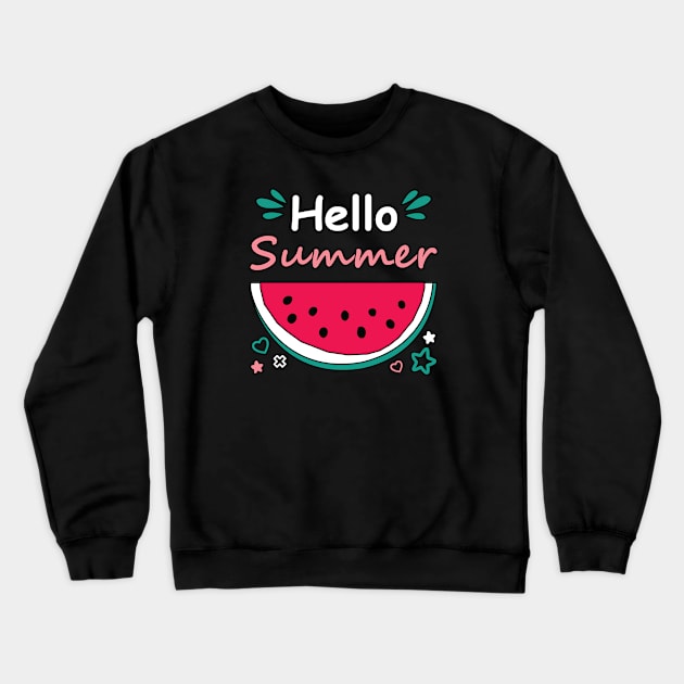 Hello Summer watermelon design Crewneck Sweatshirt by WAADESIGN